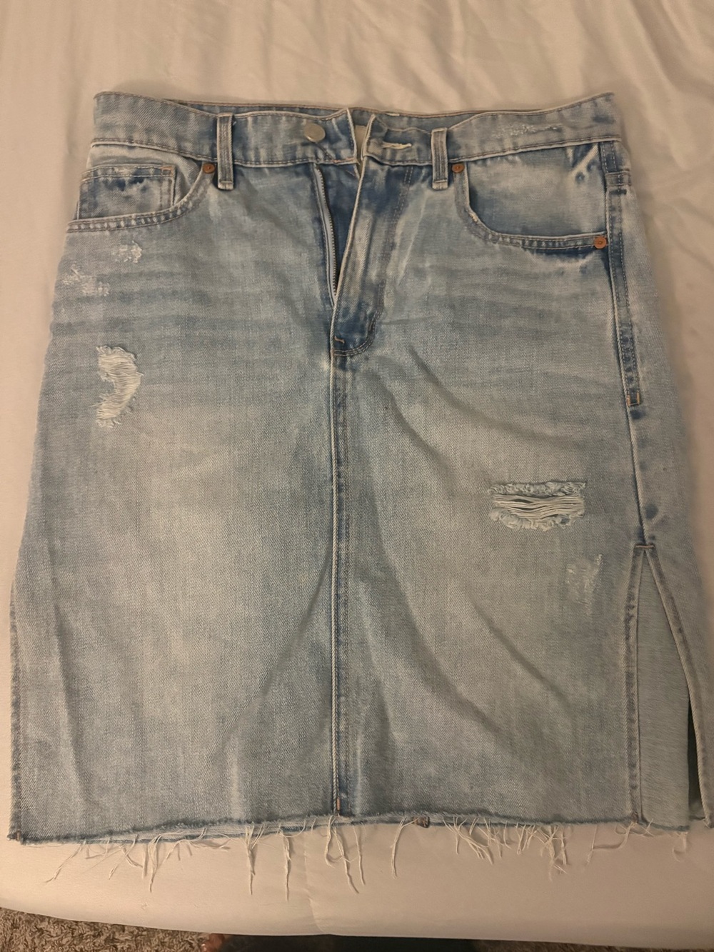 Habitual Light Blue Distressed Denim Mini Skirt